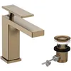 Image de hansgrohe Tecturis E - Mitigeur de lavabo avec tirette et vidage, économie d'énergie (CoolStart), Robinet salle de bain avec hauteur sous bec 110mm, économie d'eau (EcoSmart+), Bronze brossé, 73014140