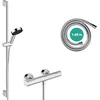 Image de hansgrohe Pulsify S - Set de douche économie d'eau (EcoSmart+), Ensemble de douche avec mitigeur thermostatique Ecostat Element, Douchette, Barre douche 90cm, Flexible 160cm, Support, Chromé, 24271000