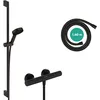 Image de hansgrohe Pulsify S - Set de douche économie d'eau (EcoSmart+), Ensemble de douche avec mitigeur thermostatique Ecostat Fine, Douchette, Barre douche 90cm, Flexible 160cm, Support, Noir mat, 24261670