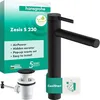 Image de hansgrohe Zesis S 74730670 Robinet de lavabo avec vidage à tirette, économe en énergie (CoolStart), robinet de salle de bain avec hauteur de bec 230 mm, mitigeur économiseur d'eau (EcoSmart+), noir