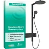 Image de hansgrohe Raindance Alive S 24595670 Système de douche avec thermostat, douche à effet pluie (300 mm) avec robinet, douchette, tuyau, barre de douche et pommeau de douche rond (2 types de jets), noir