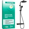 Image de hansgrohe Activera S 28638670 Système de douche économe en eau (EcoSmart) avec thermostat, douche à effet pluie (240 mm) avec robinet, douchette à main, tuyau, barre de douche et pommeau rond, noir