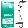 Image de hansgrohe Activera Q - Système de douche économe en eau (EcoSmart) avec thermostat, douche à effet pluie (290 x 180 mm) avec robinet, douchette, tuyau, barre de douche et pommeau de douche, noir mat