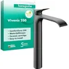 Image de hansgrohe Vivenis 75042340 Mitigeur de lavabo sans vidage, robinet de salle de bain avec bec hauteur 250 mm, mitigeur lavabo économe en eau (EcoSmart), chrome noir brossé