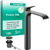 Image de hansgrohe Vivenis 75040340 Mitigeur de lavabo avec tirette de vidage, robinet de salle de bain avec bec hauteur 250 mm, mitigeur lavabo économe en eau (EcoSmart), chrome noir brossé