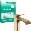 Image de hansgrohe Vivenis 75012140 Mitigeur de lavabo sans vidage, robinet de salle de bain avec bec hauteur 80 mm, mitigeur lavabo économe en eau (EcoSmart), bronze brossé