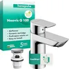 Image de hansgrohe Neovis Q 71352000 Robinet de lavabo avec bonde push-open, économie d'énergie (CoolStart), robinet de salle de bain avec bec Hauteur 96 mm, Mitigeur lavabo économe en eau (EcoSmart), chrome
