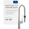Image de Robinetterie Villeroy & Boch Steel Expert 2.0, haute pression, robinet avec fonction de commutation et bec pivotant, robinetterie économique, bec 170 mm, acier inoxydable massif