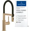 Image de Villeroy & Boch Steel Expert Compact robinetterie de cuisine, haute pression avec fonction commutateur et bec pivotant à ressort en spirale à 360°, flux laminaire, hauteur du bec 143 mm, or-noir