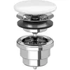 Image de Villeroy & Boch clapet de vidage sans trop plein, clapet non verrouillable pour lavabo, garniture en laiton avec couvercle en céramique, Ø 32 mm, Blanc alpin
