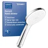 Image de Duravit Universal pommeau de douche, pomme de douche avec jet Rain, Tête de douche ronde (Ø 110 mm), facile à nettoyer, chromé/blanc