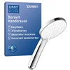 Image de Duravit Universal pommeau de douche, pomme de douche avec 3 types de jets (Rain, Intense Rain, Soft Rain), Tête de douche ronde (Ø 110 mm), facile à nettoyer, chromé/blanc