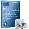 Image de Duravit Universal Coude de raccordement mural, raccord de tuyau support de douche inclus, support de douchette inclus, Coude de raccordement de douche avec cache mural carré, rosace carrée, chromé