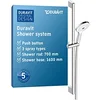 Image de Duravit Universal Système de douche, avec 3 types de jets (Rain, Pulse, Mono), Barre de douche (700 mm) avec hauteur réglable pommeau de douche, avec protection anti-torsion, chromé/blanc