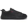 Image de HUGO Hommes Blake Tenn Baskets en Cuir avec Logo Rouge