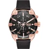 Image de Diesel Split Montre pour Hommes, Mouvement Chronographe avec Bracelet en Silicone, Acier Inoxydable ou Cuir, Ton Argent et Ton Or, 51mm