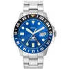 Image de Fossil Blue Watch for Men, GMT Movement with Stainless Steel Or Leather Strap, Ton argenté