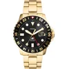 Image de Fossil Blue Watch for Men, GMT Movement with Stainless Steel Or Leather Strap, Ton Or