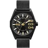 Image de Diesel Scraper Montre pour Homme, Mouvement à Quartz avec Bracelet en Silicone, Acier Inoxydable ou Cuir, Noir et Ton Or, 43mm