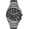 Image de FOSSIL Montre Everett pour Homme, Mouvement chronographe à Quartz avec Bracelet en Acier Inoxydable ou en Cuir, Gris foncé, 44 mm