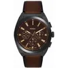 Image de FOSSIL Montre Everett pour Homme, Mouvement chronographe à Quartz avec Bracelet en Acier Inoxydable ou en Cuir, Brun Baie, 44 mm