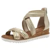 Image de Tamaris Sandales compensées pour femme 1-28701-44 - Or clair - 39 EU, Or clair., 39 EU
