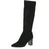 Image de CAPRICE Bottes hautes femme à talon À bout pointu Vegan, Noir (Black Stretch), 37 EU