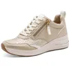 Image de Tamaris Comfort baskets femme plates à lacets avec fermeture éclair, Beige Glam, 37 EU