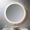 Image de neoro n50 Metal Touch Miroir avec éclairage Ø 120 cm, éclairage sur le pourtour, direct + indirect, BN0036MI,