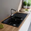 Image de evineo line 100 Évier de cuisine avec bac à restes et surface de dépose l: 100 P: 50 cm, FOD150LBL,