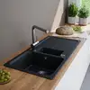 Image de evineo line 100 Évier de cuisine avec bac à restes et surface de dépose l: 100 P: 50 cm, FOD150LAN,