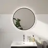 Image de evineo ineo Miroir éclairé Ø 60 cm avec éclairage indirect et cadre contrastant noir mat, BEA080MI,