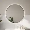Image de evineo ineo Miroir éclairé Ø 100 cm avec éclairage indirect et cadre contrastant noir mat, BEA082MI,