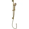 Image de Villeroy & Boch Verve Showers Ensemble de douche avec support de douchette réglable et douchette à 3 types de jet, système de douche avec pommeau de douche rond, or brossé