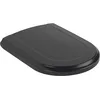 Image de Villeroy & Boch Hommage Abattant de WC avec système d'abaissement automatique, siège de toilette amovible en Duroplast incassable, pièce de rechange ovale, noir pur, mat