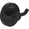 Image de Double-crochet à serviette Villeroy & Boch Elements - Tender, porte-serviettes pour montage mural, en zinc, crochet pour la salle de bains rond, 76 x 32 x 54 mm, noir mat