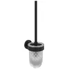 Image de Ensemble brosse WC Villeroy & Boch Elements - Tender, porte-brosse WC pour montage mural, ensemble brosse WC avec réservoir en verre satiné, rond, noir mat