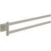 Image de Villeroy & Boch Elements Striking Porte-Serviettes à Deux Bras, pour Salle de Bain, pour Montage Mural, en Laiton, Porte-Serviettes carré, Longueur 410 mm, Nickel brossé Mat
