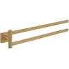 Image de Villeroy & Boch Elements Striking Porte-Serviettes à Deux Bras, pour Salle de Bain, pour Montage Mural, en Laiton, carré, Longueur 410 mm, doré brossé