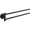 Image de Villeroy & Boch Elements Tender Porte-Serviettes à Deux Bras, pour Salle de Bain, pour Montage Mural, en Zinc, Rond, Longueur 400 mm, Noir Mat
