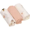 Image de LÄSSIG Bébé Couverture de puériculture Drap de puériculture Lot de 3 en coton 60 x 60 cm/Swaddle & Burp Blanket M Little Mateys Cat
