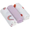 Image de LÄSSIG Bébé Couverture de puériculture Drap de puériculture Lot de 3 en coton 60 x 60 cm/Swaddle & Burp Blanket M Happy Rascals lavender