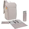 Image de LÄSSIG Bébé Sac à dos à langer avec matelas à langer, fixation pour poussette et porte-bouteille/GRE Slender Up Backpack taupe