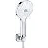 Image de Set support de douchette universel Duravit, douchette ronde à économie d'eau ((Ø 120 mm), support de douchette, flexible de douche, chromé