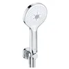 Image de Set de support de douchette universel Duravit, douchette ronde à économie d'eau ((Ø 120 mm), coude de raccordement mural, flexible de douche, chromé