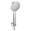 Image de Set de douche universel Duravit, douchette ronde à économie d'eau ((Ø 110 mm), coude de raccordement mural, flexible de douche, chromé
