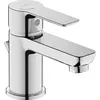 Image de Duravit D-Code Robinet de lavabo Taille S (hauteur du bec 125 mm) Robinet de lavabo à économie d'énergie (FreshStart) Robinet de salle de bain économiseur d'eau (MinusFlow), avec bonde à tirette,
