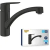 Image de GROHE Start Mitigeur Monocommande Evier, Robinet de Cuisine (Bec Bas, Rotation 140°, Installation Facile avec GROHE QuickMount), Taille 184 mm, Noir Mat, 305302432