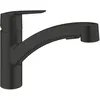 Image de GROHE Start Mitigeur Monocommande Evier, Robinet de Cuisine (Douchette Extractible, Bec Bas, Rotation 90°, Installation Facile avec GROHE QuickMount), Taille 185 mm, Noir Mat, 305312431