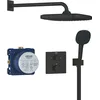 Image de GROHE Precision Thermostatique Carré Ensemble de Douche Encastré Vitalio Comfort avec Douche de Tête 25cm, Douchette 11cm 2 jets, Support Mural et Flexible 1.5m, Economie d'Eau, Noir Mat, 348822430